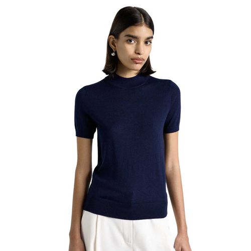 Cue Merino Short Sleeve Mock Neck Knit